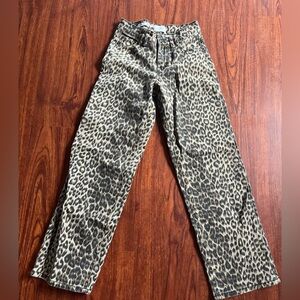 Zoë + Phoebe Leopard Print Wide Leg Jeans